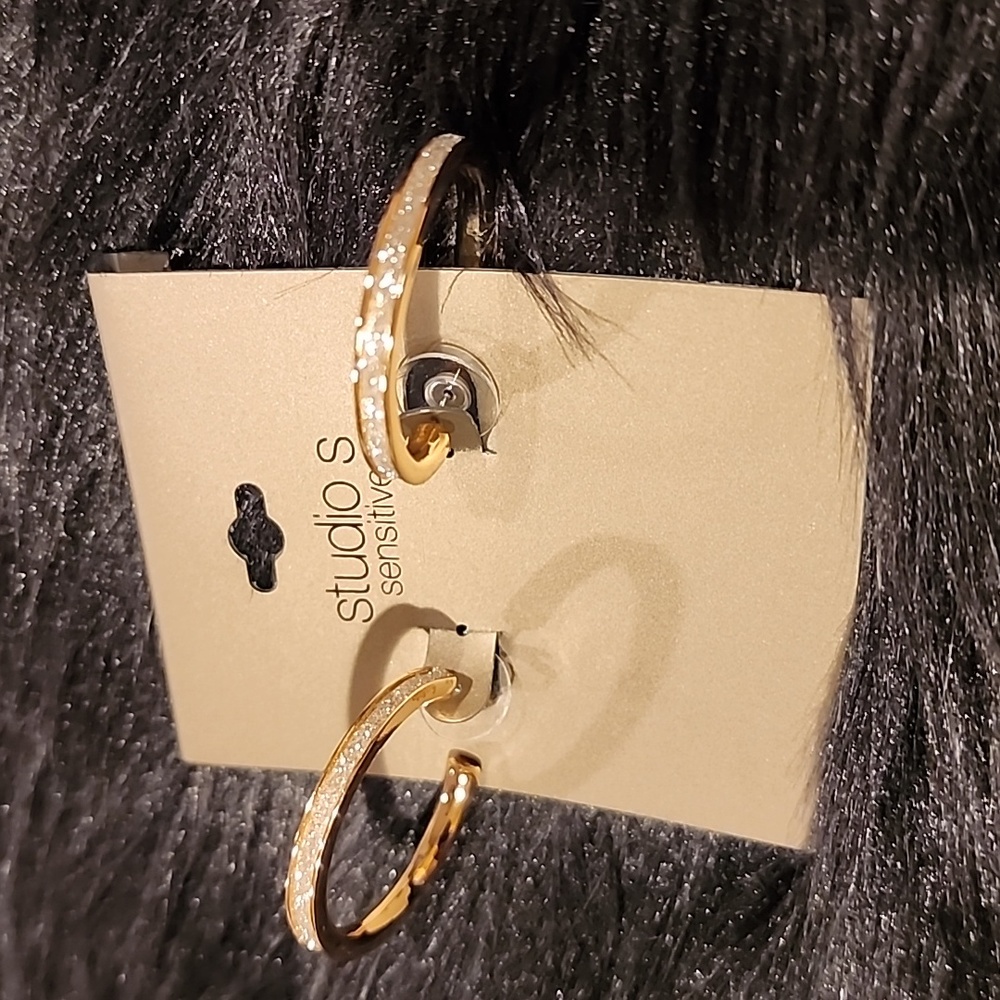 New Studio S Gold-Tone Hoop Earrings with Shimmer